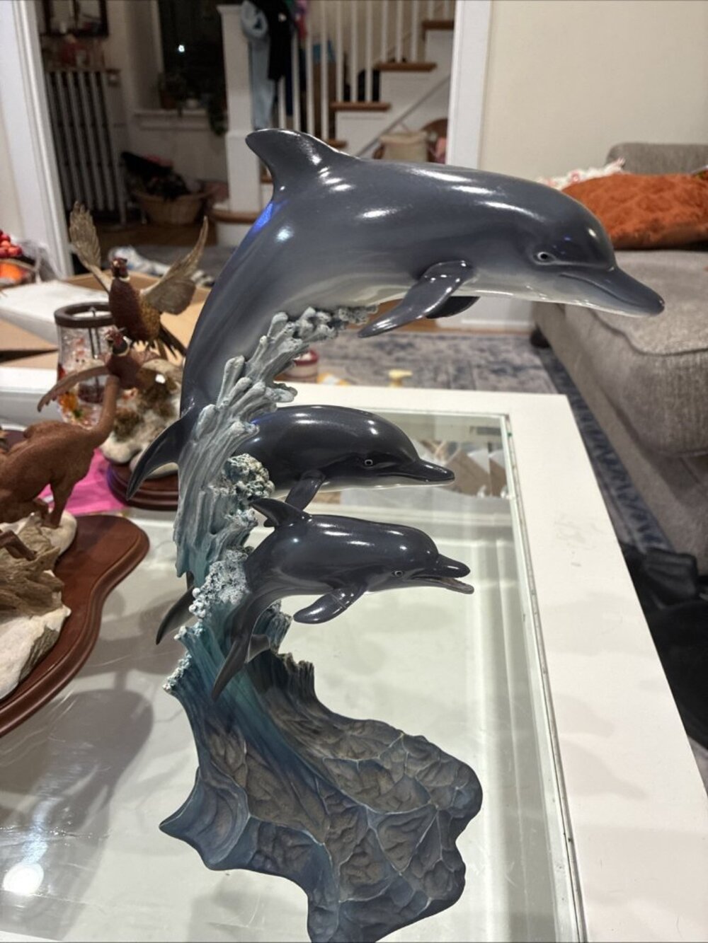 Danbury Mint 3 Dolphins "Riding the Wave"